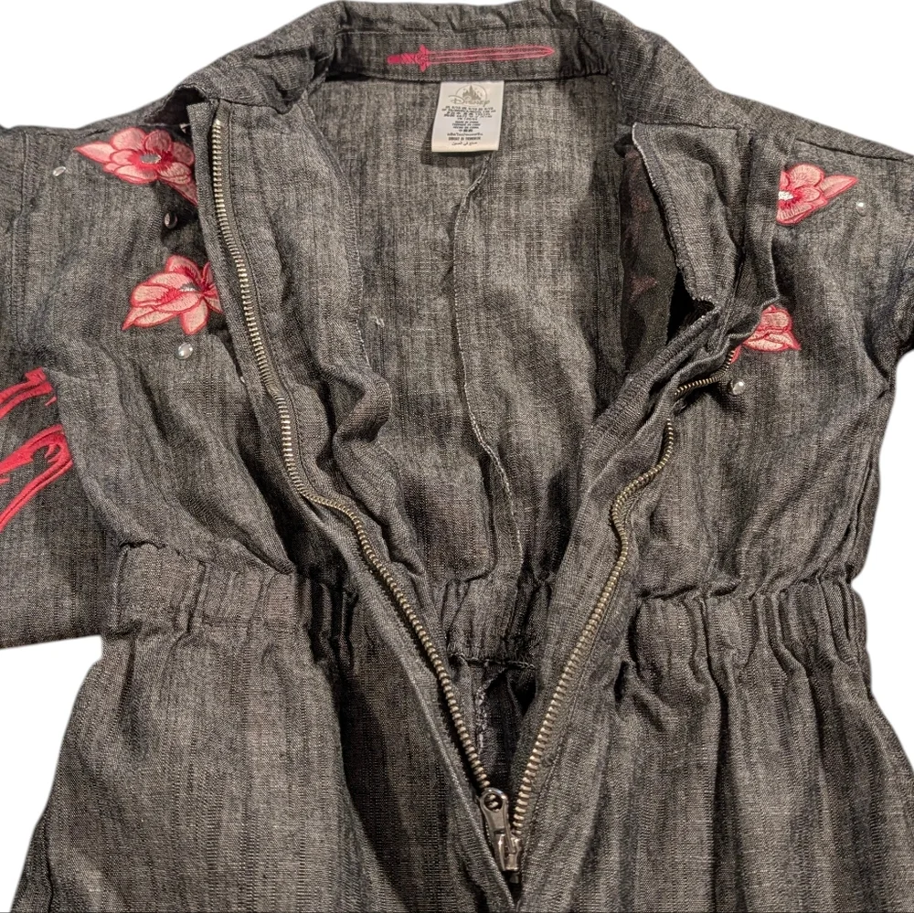 Disney Mulan Embroidered Floral Jumpsuit Romper Size  9/10